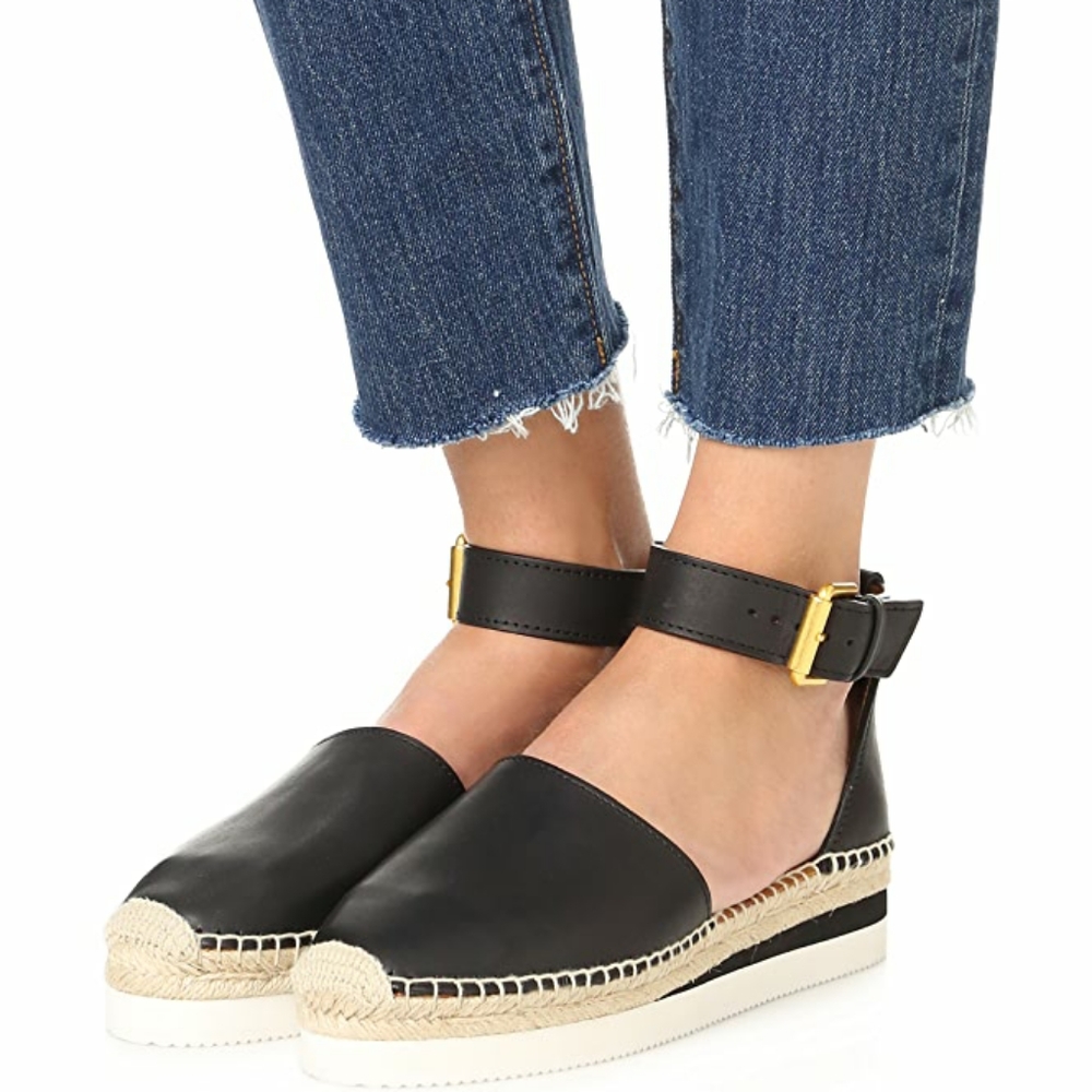 《 See by Chloé 》Glyn Leather Platform Espadrilles